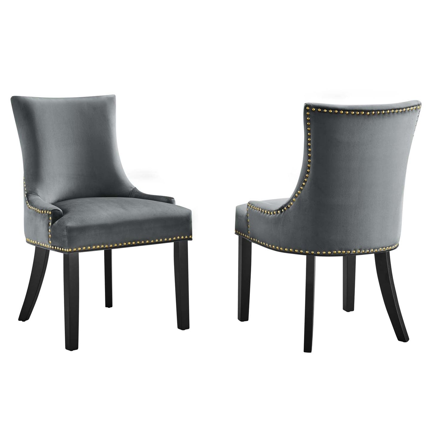 Marquis Performance Velvet Dining Chairs - Set of 2 Gray EEI-5010-GRY