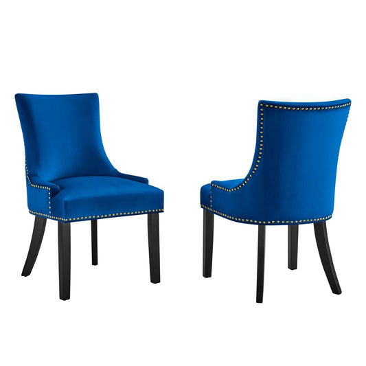 Marquis Performance Velvet Dining Chairs - Set of 2 Navy EEI-5010-NAV