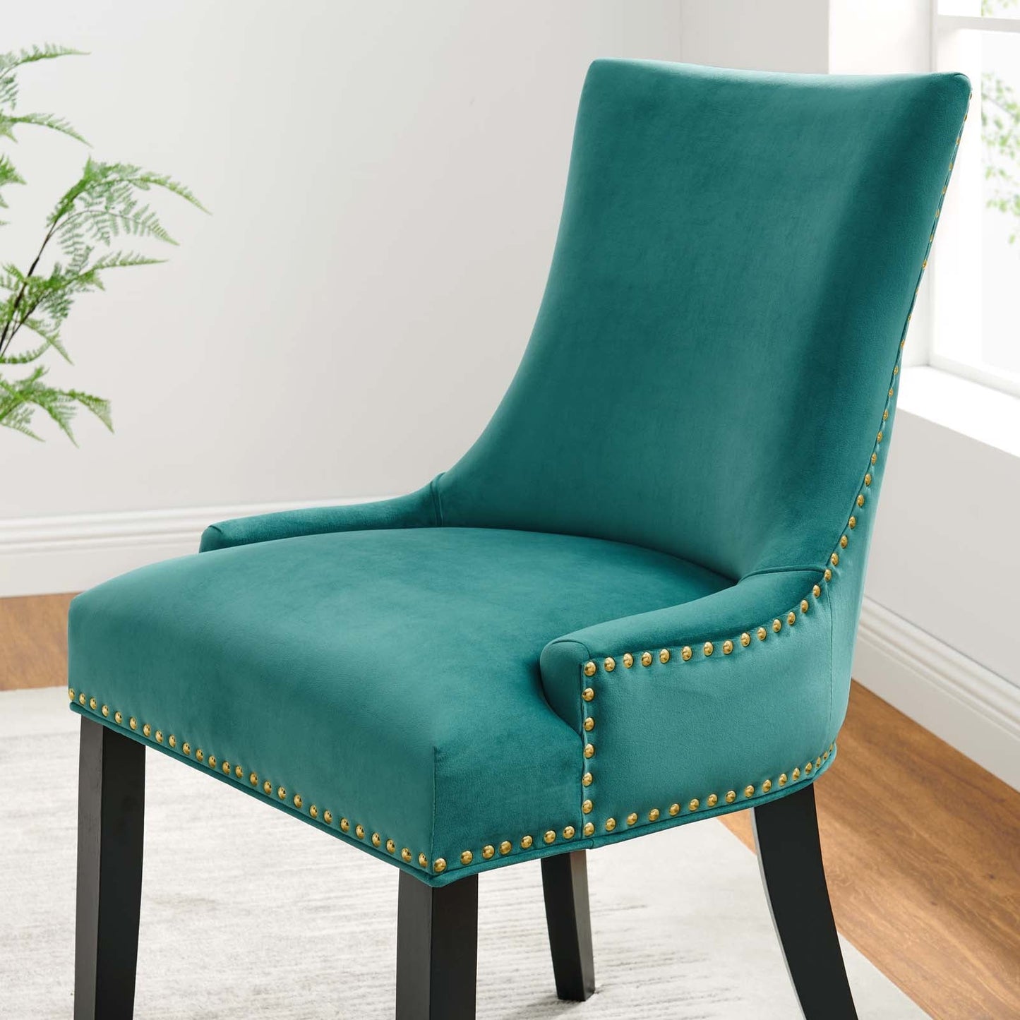 Marquis Performance Velvet Dining Chairs - Set of 2 Teal EEI-5010-TEA