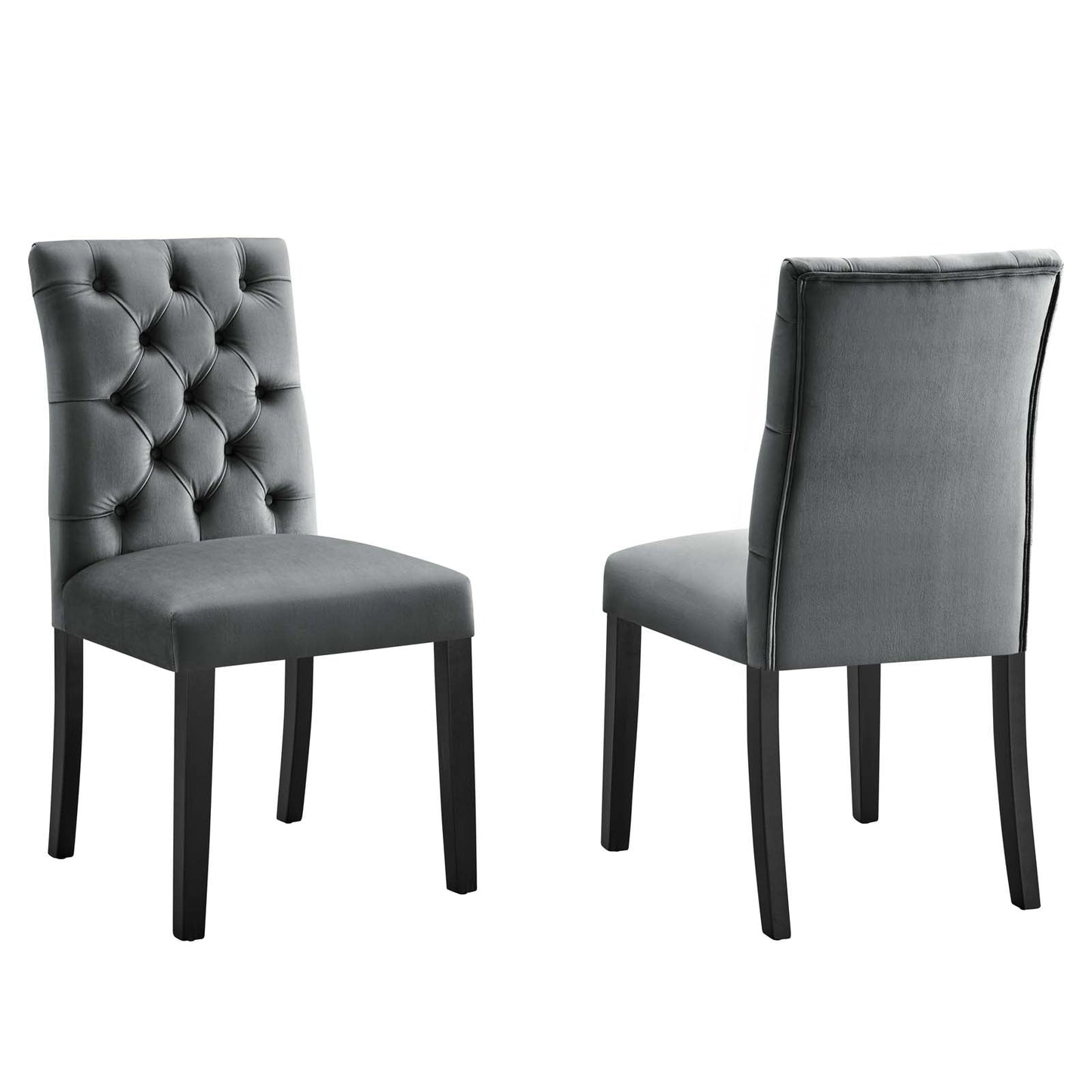 Duchess Performance Velvet Dining Chairs - Set of 2 Gray EEI-5011-GRY