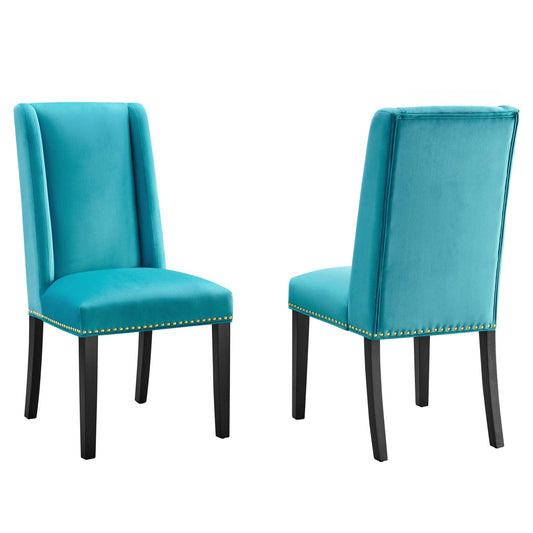 Baron Performance Velvet Dining Chairs - Set of 2 Blue EEI-5012-BLU