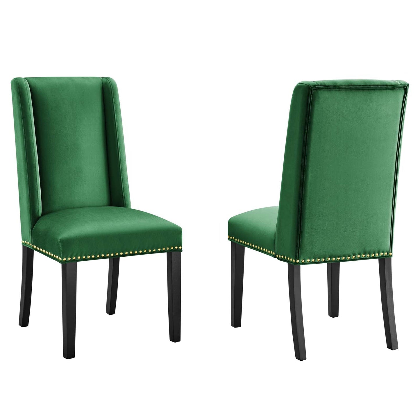 Baron Performance Velvet Dining Chairs - Set of 2 Emerald EEI-5012-EME