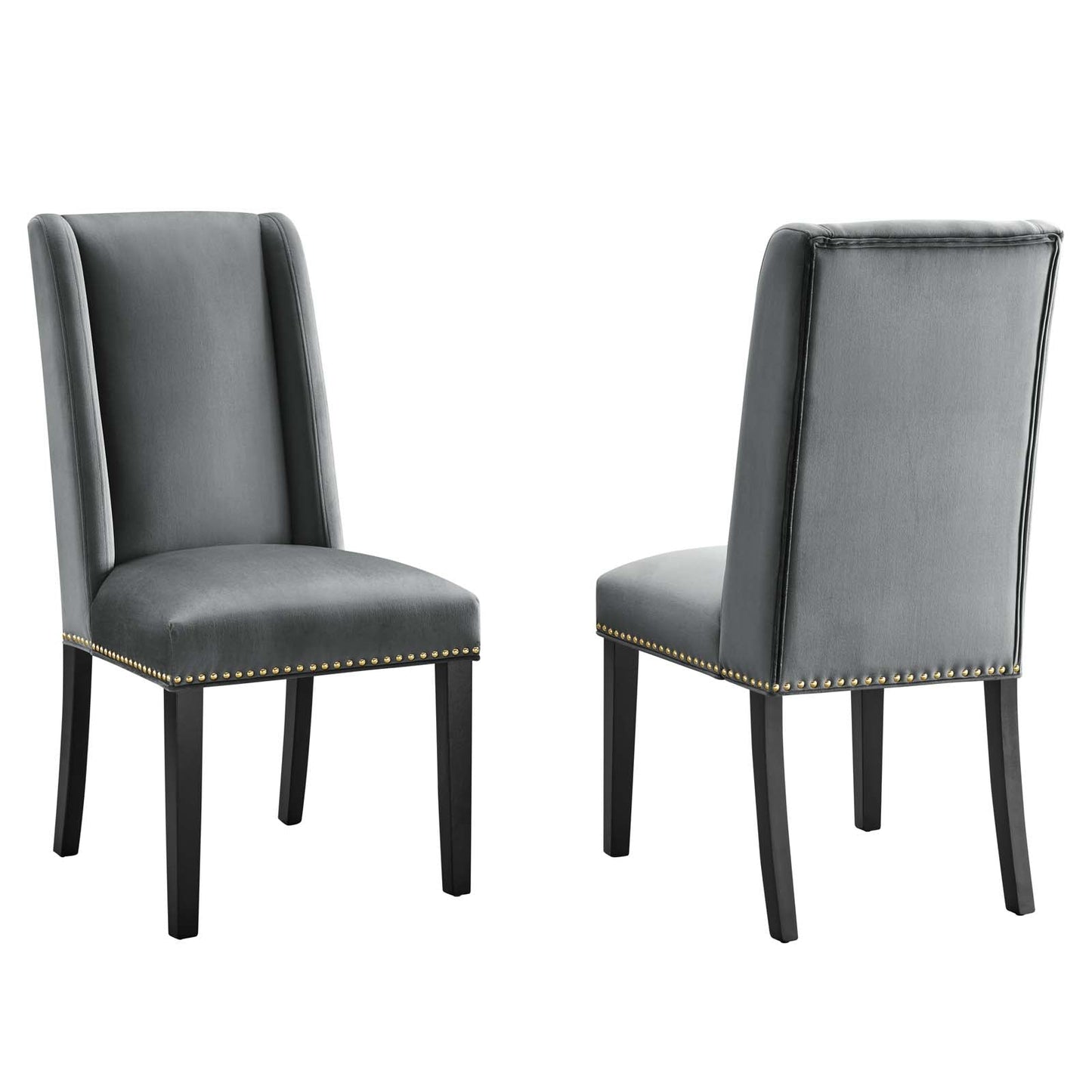 Baron Performance Velvet Dining Chairs - Set of 2 Gray EEI-5012-GRY