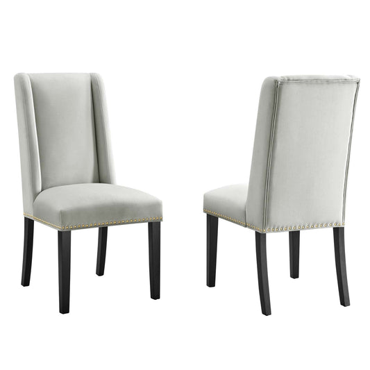 Baron Performance Velvet Dining Chairs - Set of 2 Light Gray EEI-5012-LGR