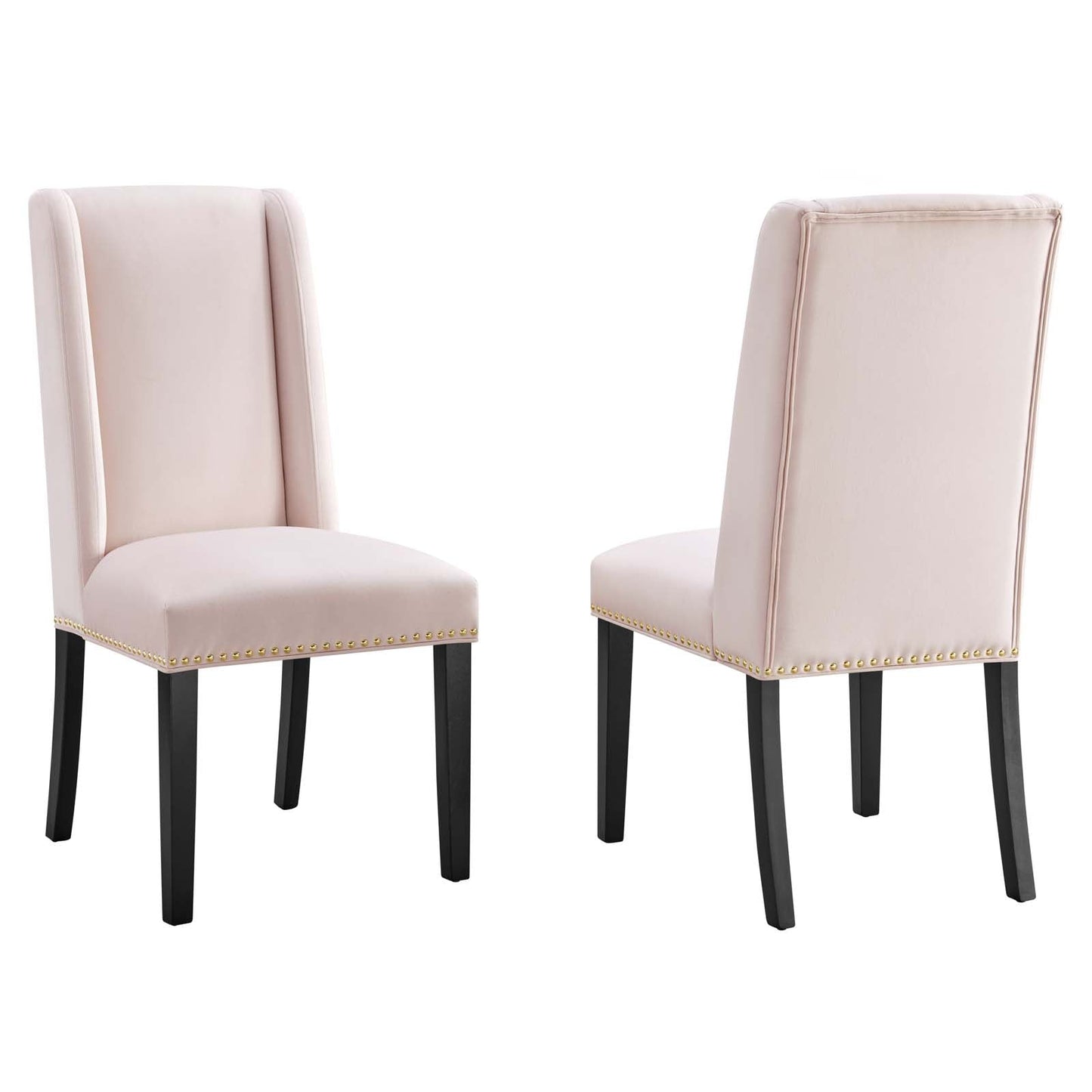 Baron Performance Velvet Dining Chairs - Set of 2 Pink EEI-5012-PNK