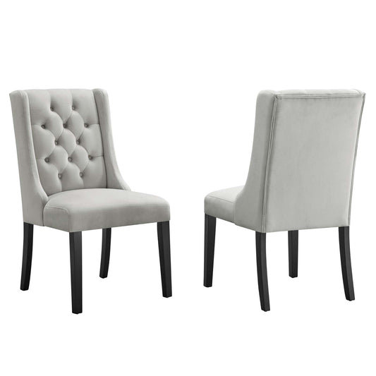 Baronet Performance Velvet Dining Chairs - Set of 2 Light Gray EEI-5013-LGR