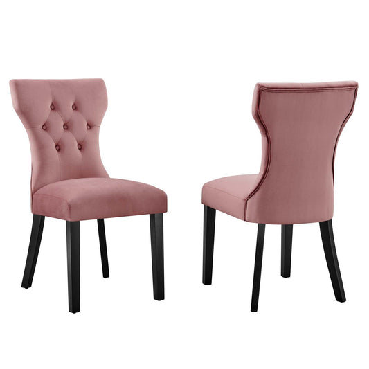 Silhouette Performance Velvet Dining Chairs - Set of 2 Dusty Rose EEI-5014-DUS