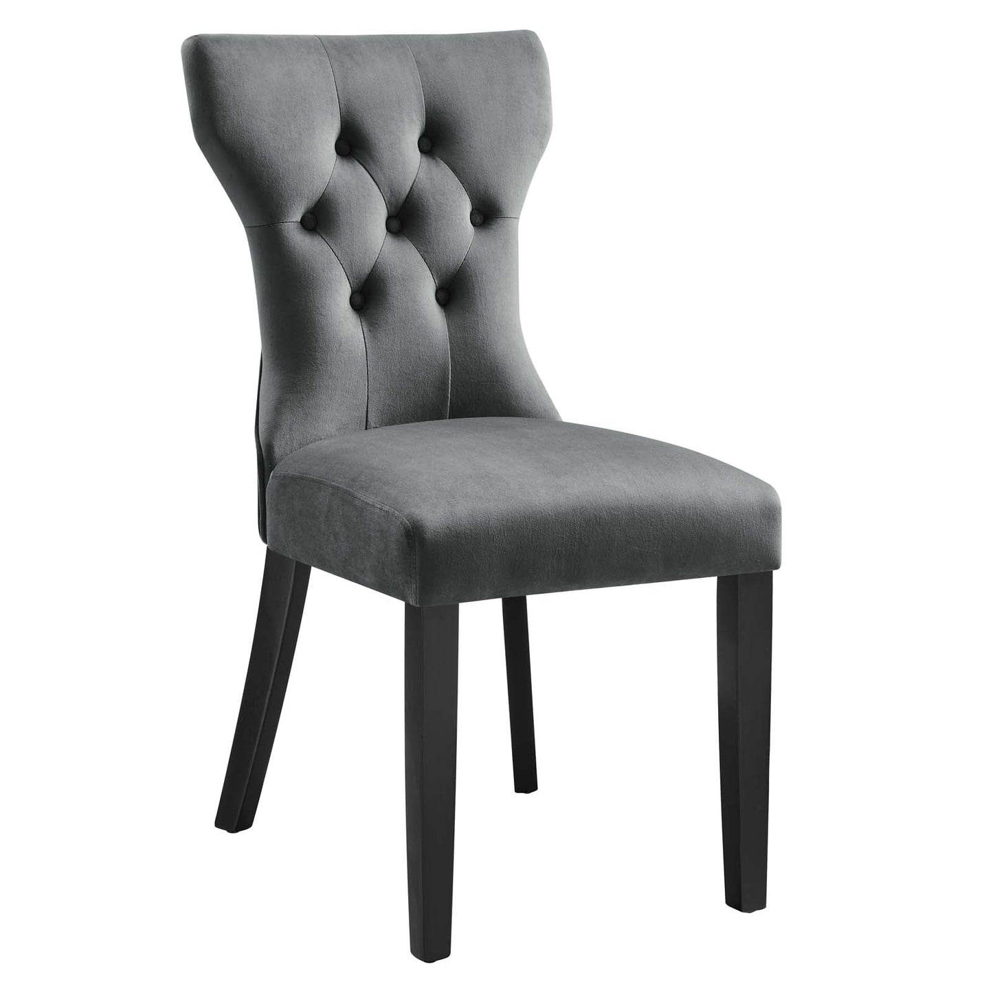 Silhouette Performance Velvet Dining Chairs - Set of 2 Gray EEI-5014-GRY