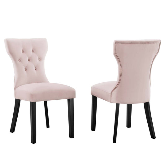 Silhouette Performance Velvet Dining Chairs - Set of 2 Pink EEI-5014-PNK