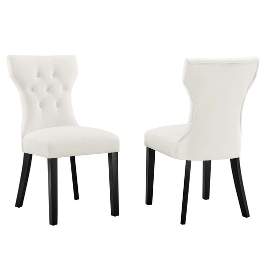 Silhouette Performance Velvet Dining Chairs - Set of 2 White EEI-5014-WHI