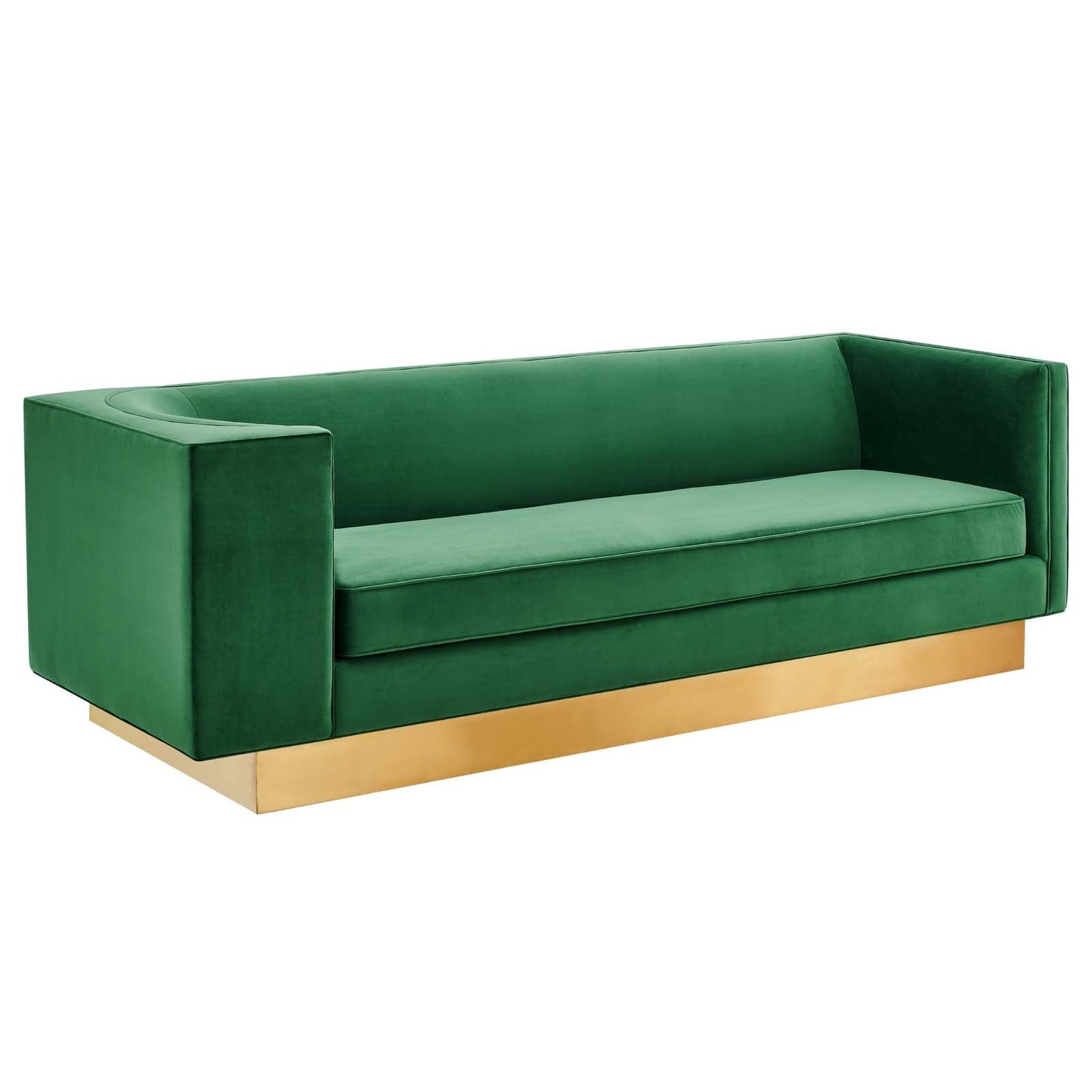 Eminence Upholstered Performance Velvet Sofa Emerald EEI-5016-EME