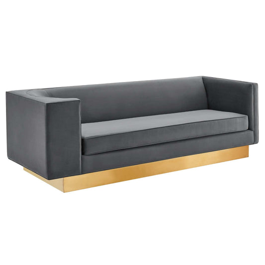 Eminence Upholstered Performance Velvet Sofa Gray EEI-5016-GRY