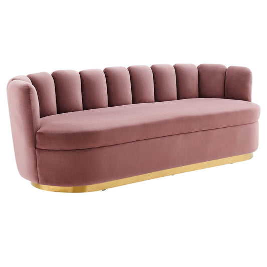 Victoria Channel Tufted Performance Velvet Sofa Dusty Rose EEI-5017-DUS