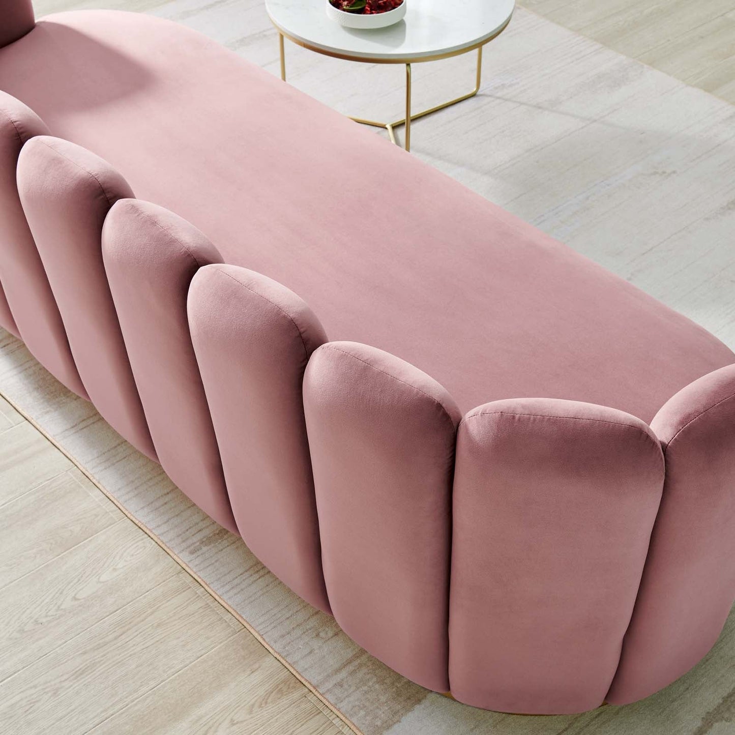 Victoria Channel Tufted Performance Velvet Sofa Dusty Rose EEI-5017-DUS