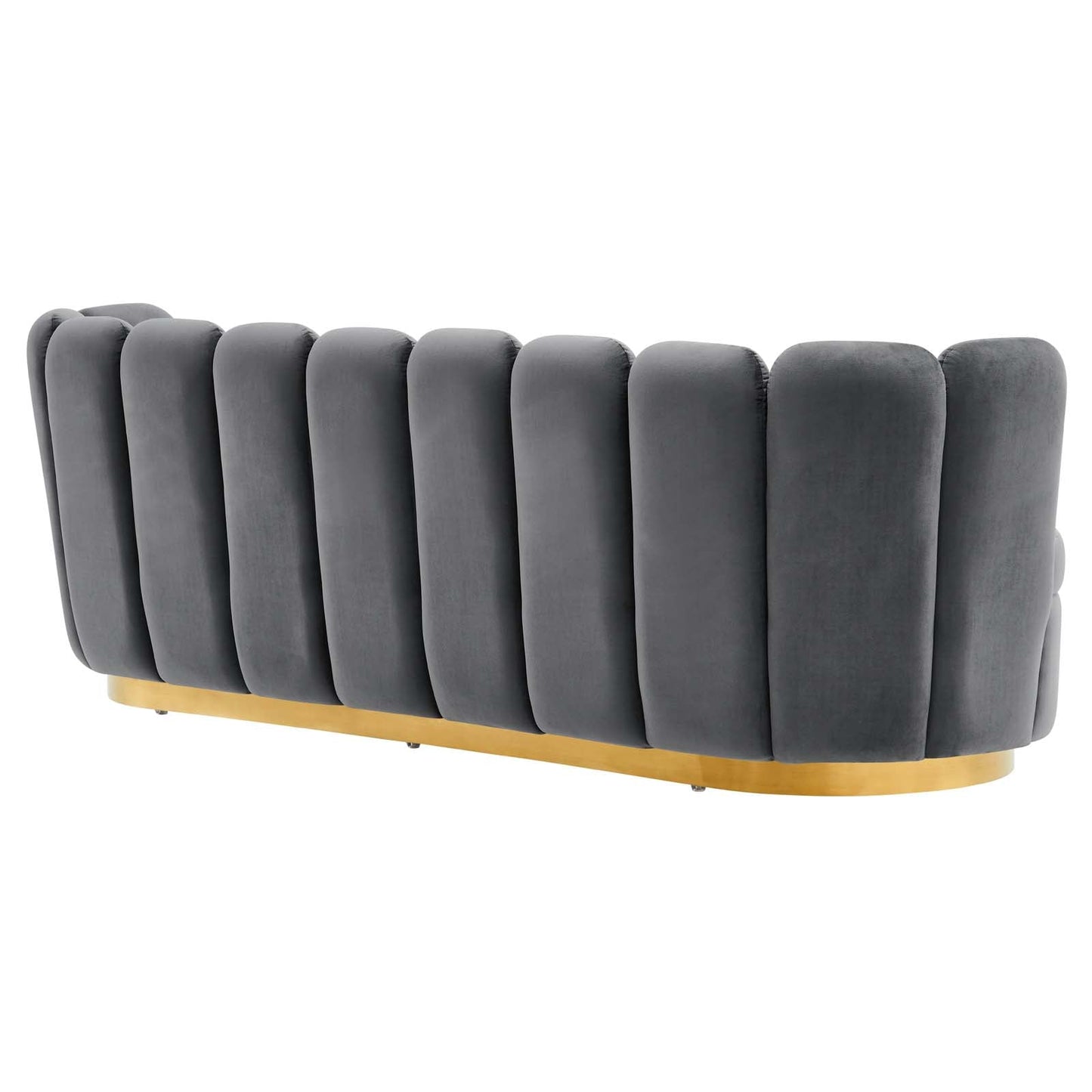 Victoria Channel Tufted Performance Velvet Sofa Gray EEI-5017-GRY