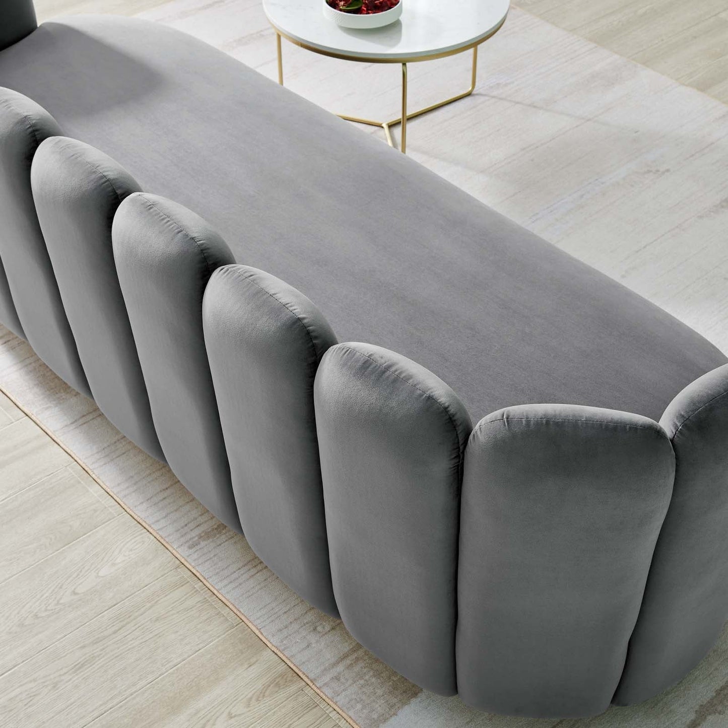 Victoria Channel Tufted Performance Velvet Sofa Gray EEI-5017-GRY