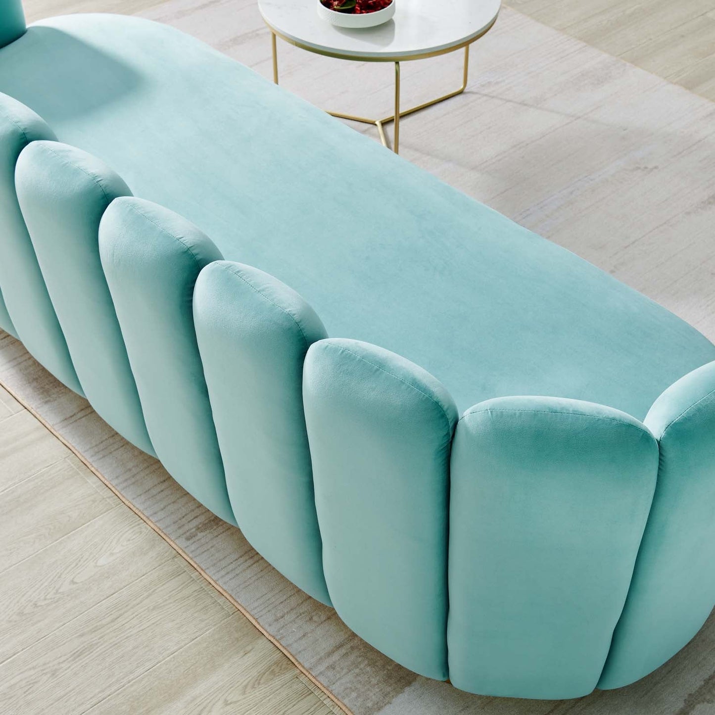 Victoria Channel Tufted Performance Velvet Sofa Mint EEI-5017-MIN