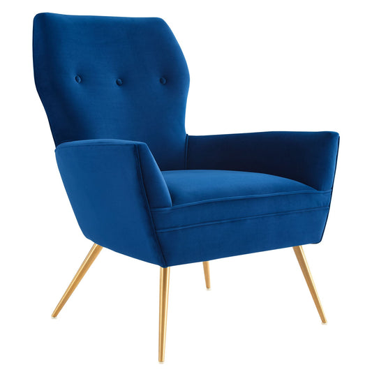 Renata Button Tufted Performance Velvet Armchair Navy EEI-5020-NAV