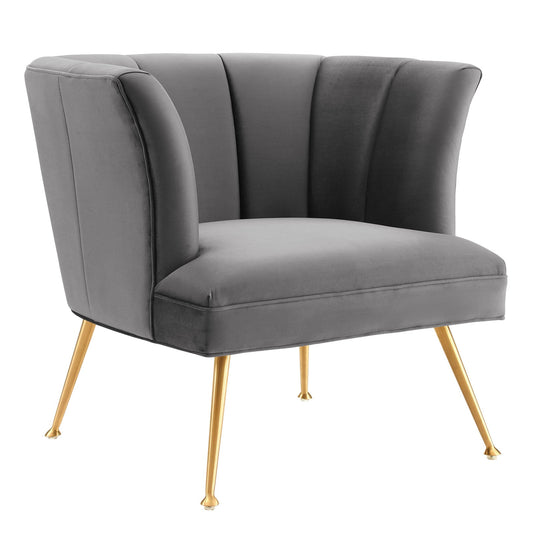 Veronica Channel Tufted Performance Velvet Armchair Gray EEI-5023-GRY