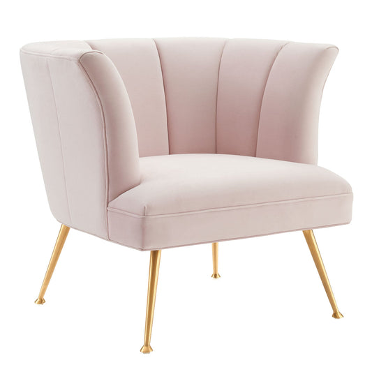 Veronica Channel Tufted Performance Velvet Armchair Pink EEI-5023-PNK