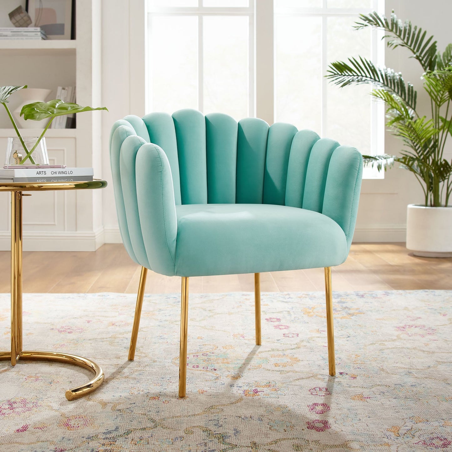 Sanna Channel Tufted Performance Velvet Armchair Mint EEI-5024-MIN