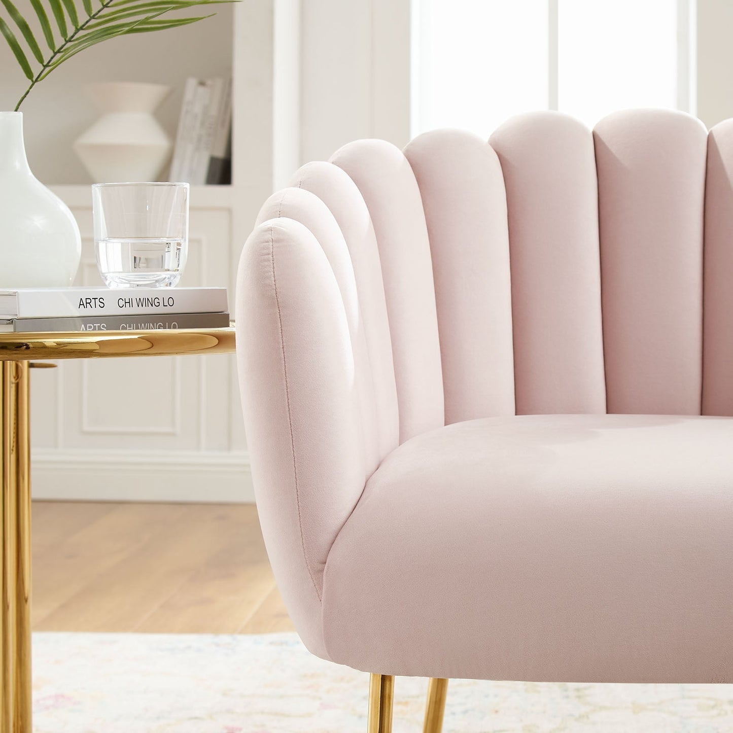 Sanna Channel Tufted Performance Velvet Armchair Pink EEI-5024-PNK