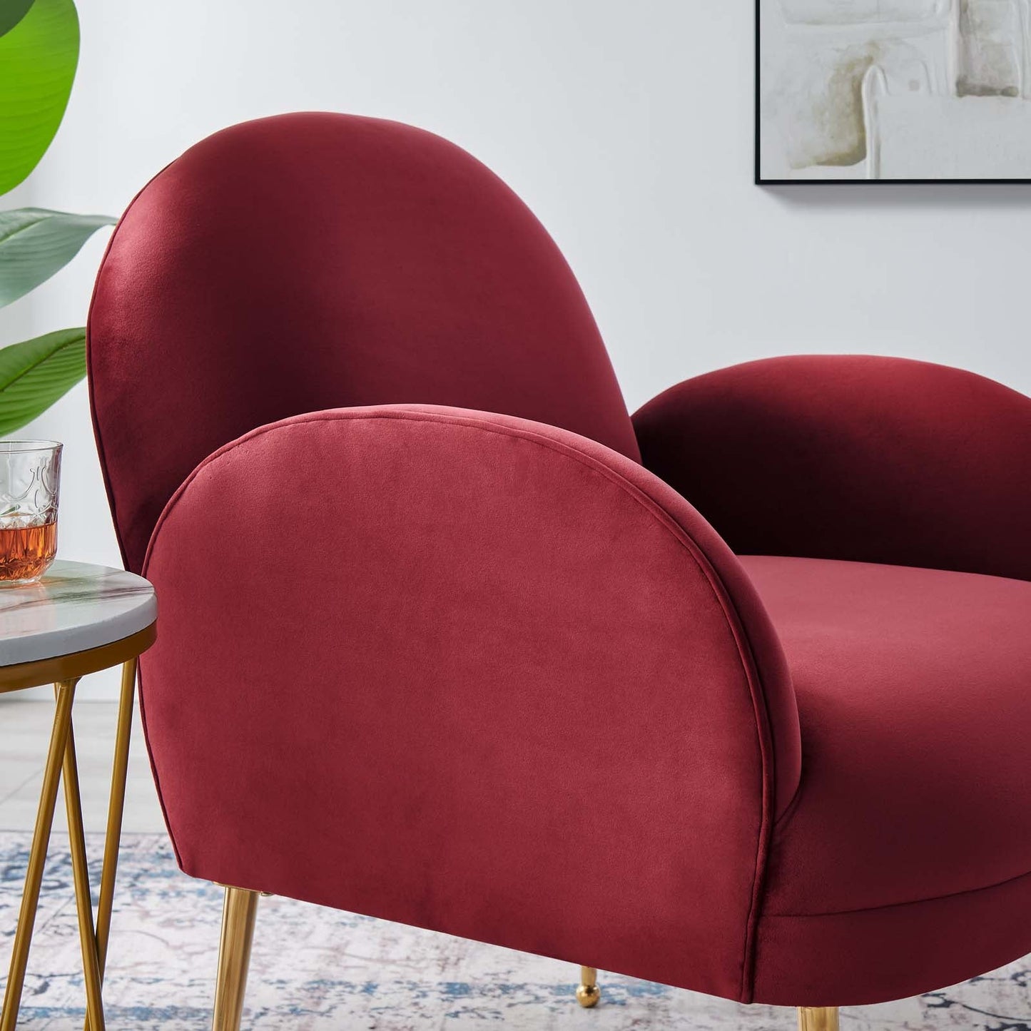 Transcend Performance Velvet Armchair Maroon EEI-5026-MAR