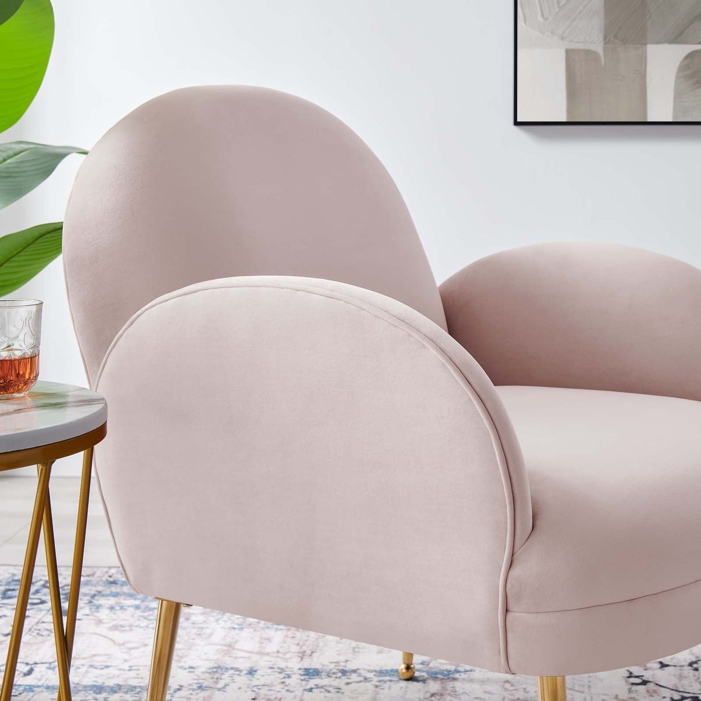 Transcend Performance Velvet Armchair Pink EEI-5026-PNK