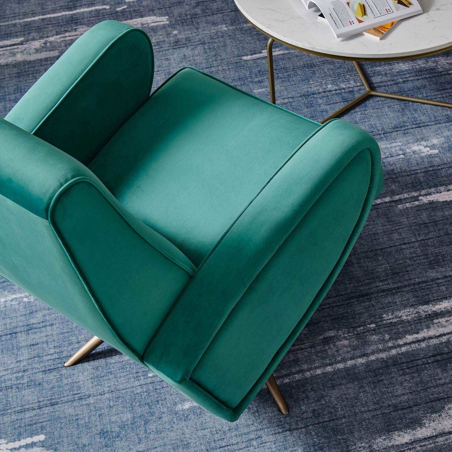 Superior Performance Velvet Swivel Chair Teal EEI-5027-TEA