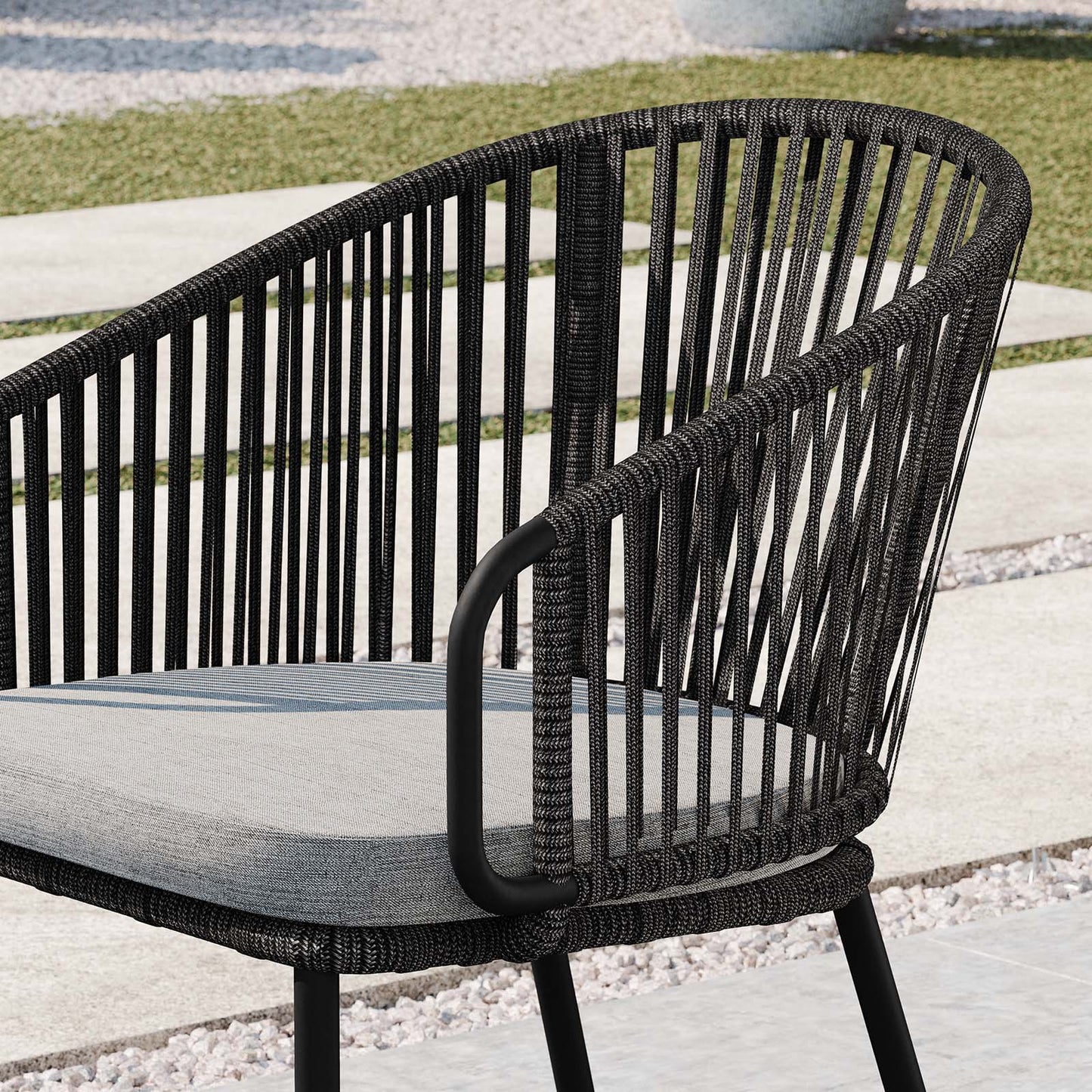 Harbor Outdoor Patio Armchair Charcoal Gray EEI-5033-CHA-GRY