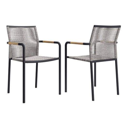 Serenity Outdoor Patio Armchairs Set of 2 Light Gray EEI-5036-LGR