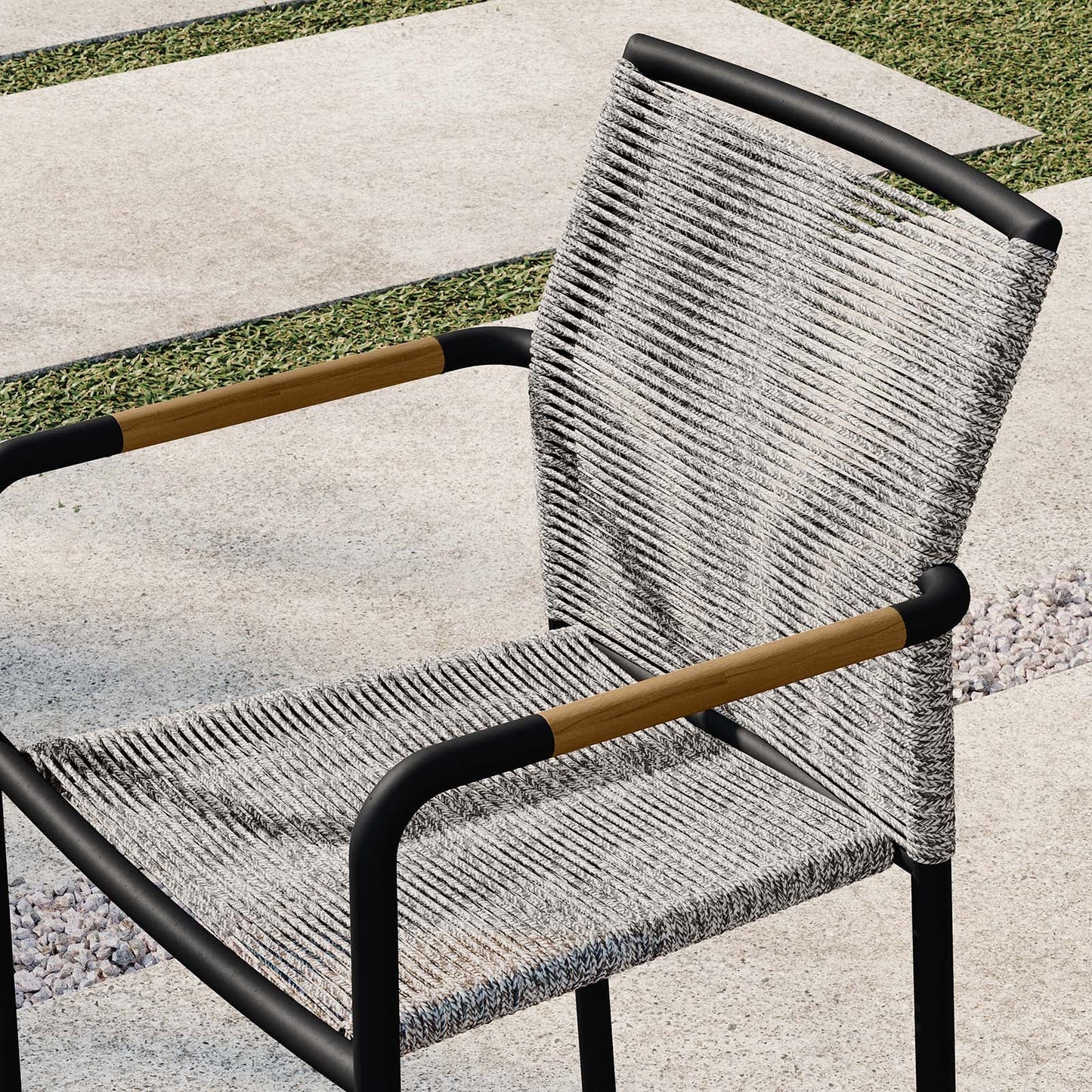 Serenity Outdoor Patio Armchairs Set of 2 Light Gray EEI-5036-LGR