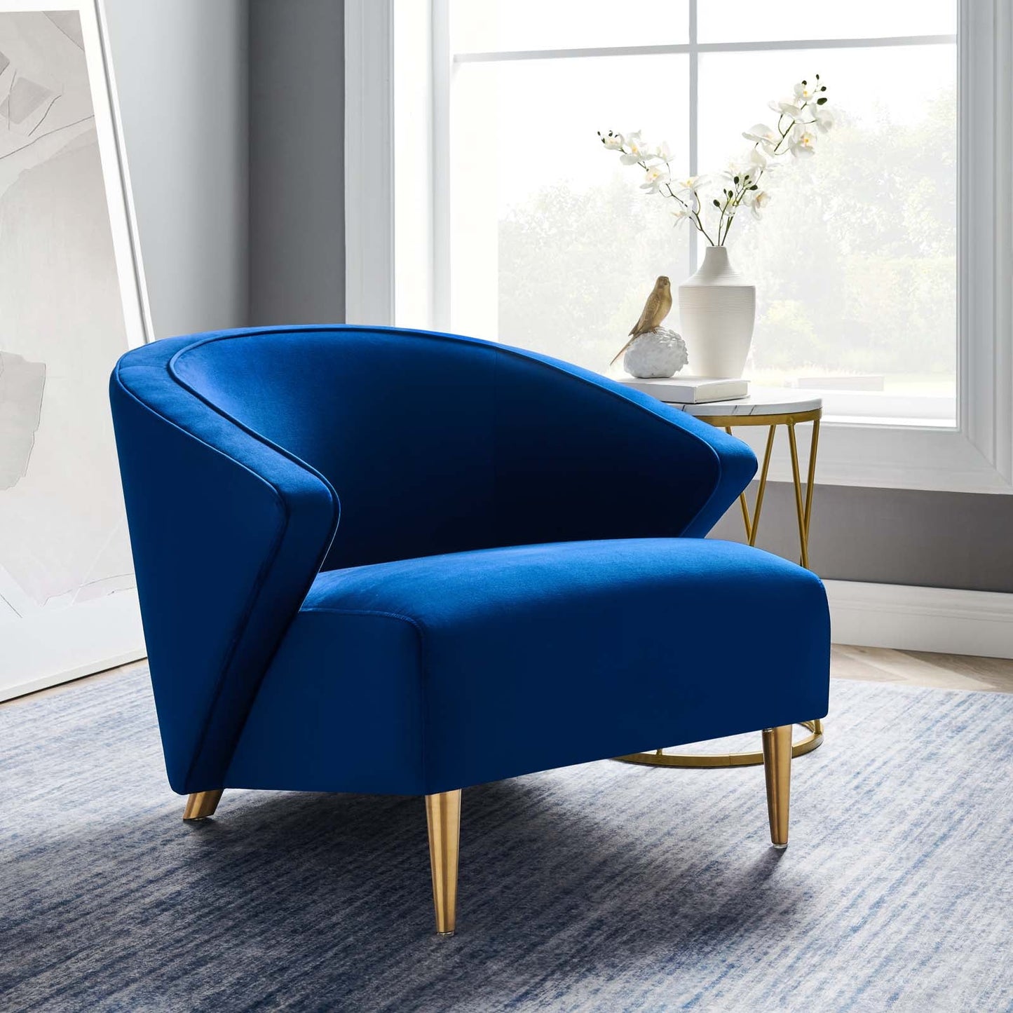 Odyssey Performance Velvet Armchair Navy EEI-5038-NAV