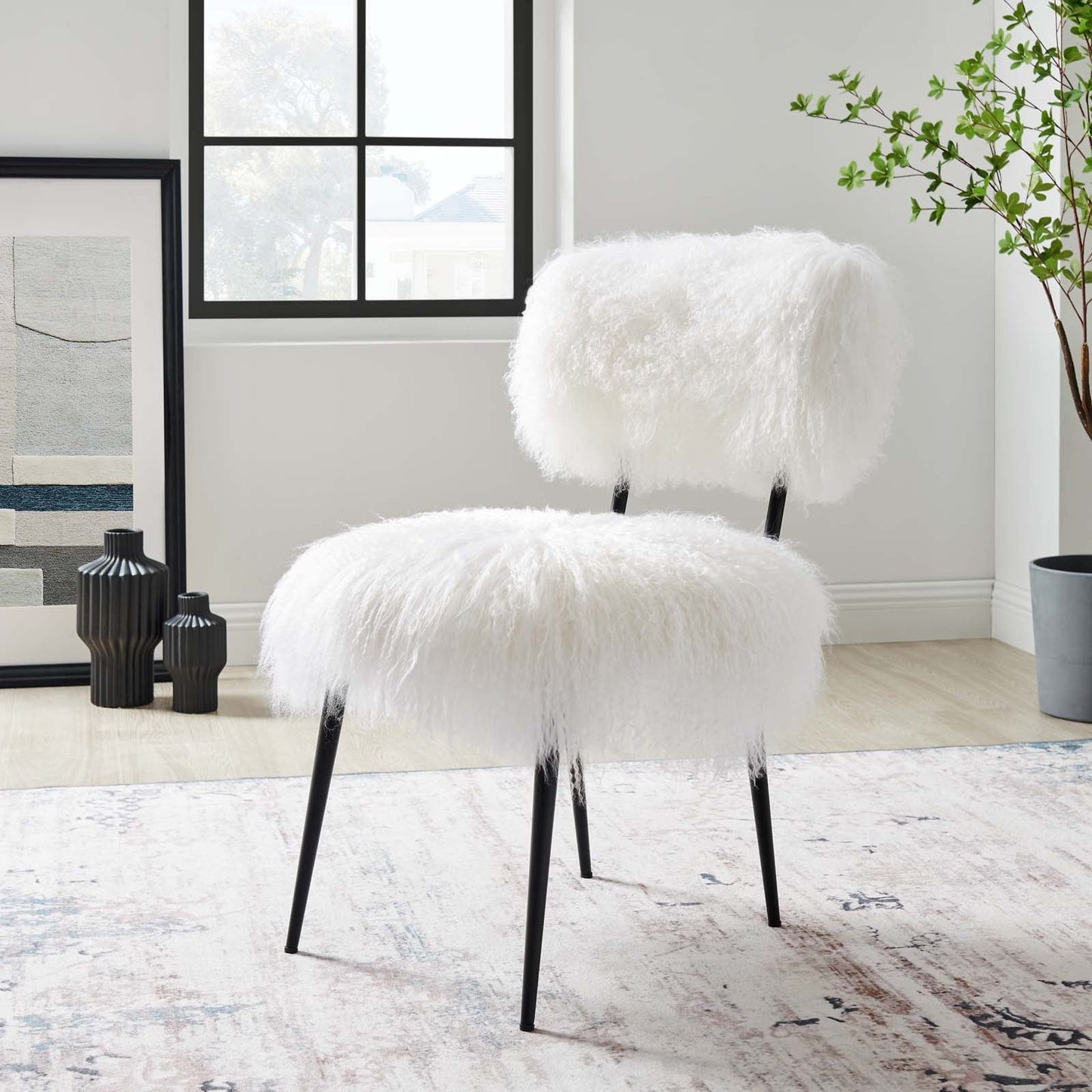 Skylar Sheepskin Chair White EEI-5039-WHI