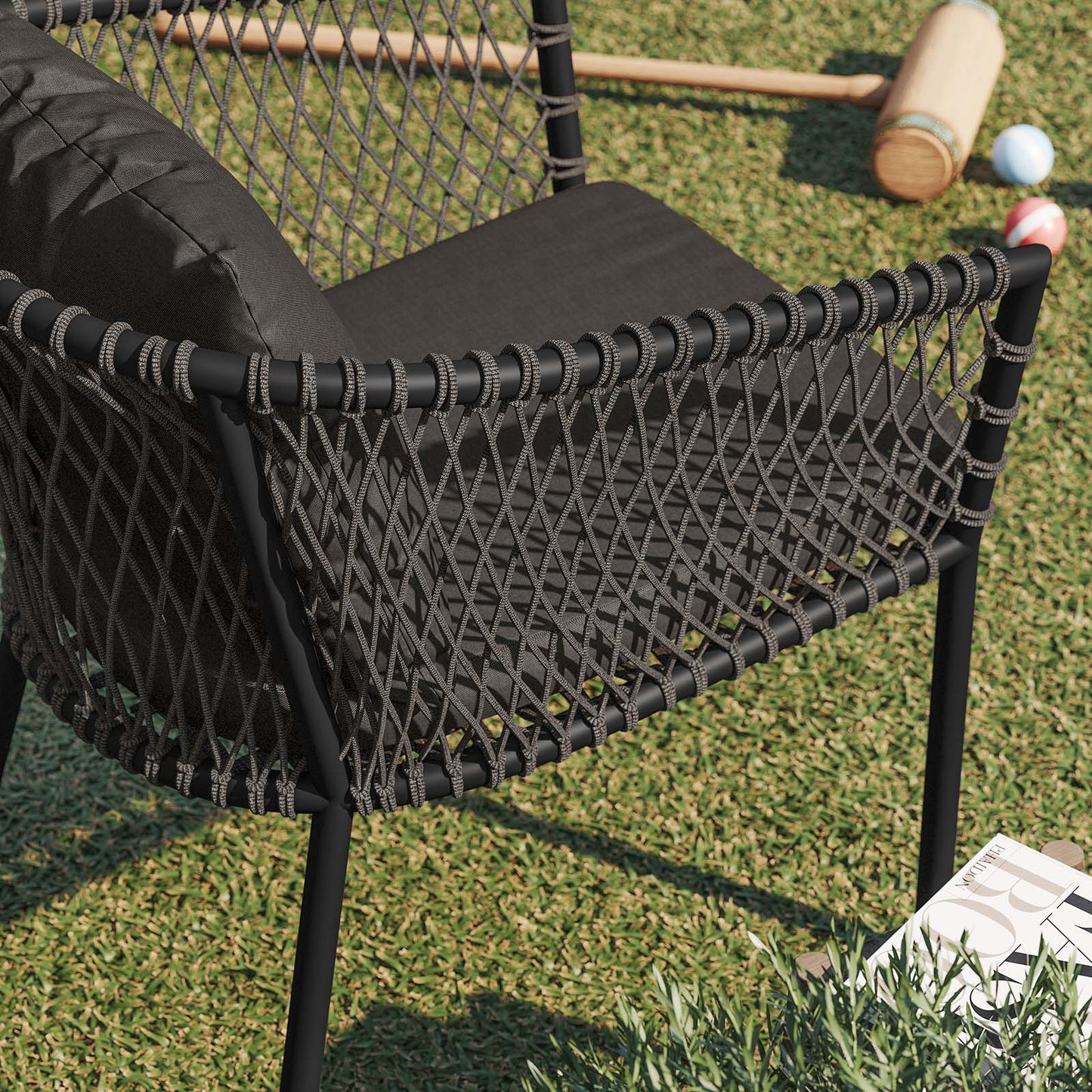 Sailor Outdoor Patio Dining Armchair Charcoal Charcoal EEI-5040-CHA-CHA