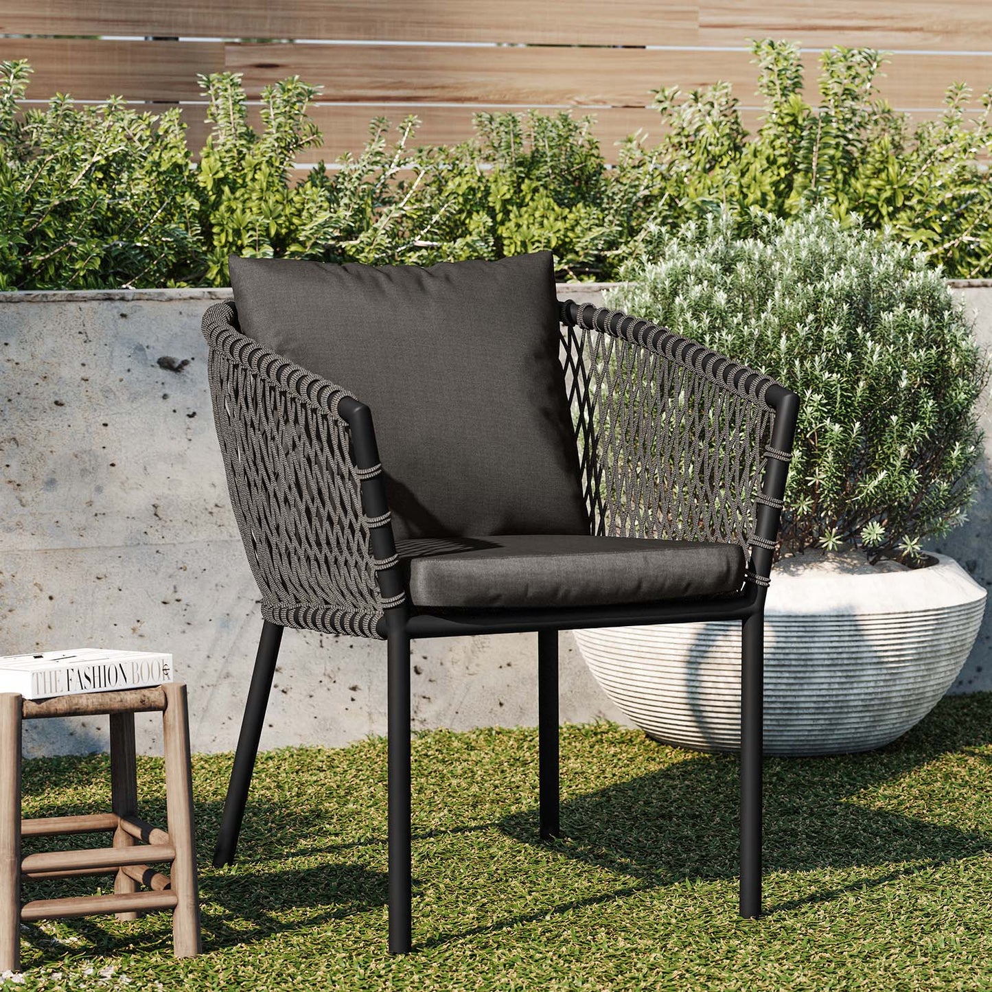 Sailor Outdoor Patio Dining Armchair Charcoal Charcoal EEI-5040-CHA-CHA