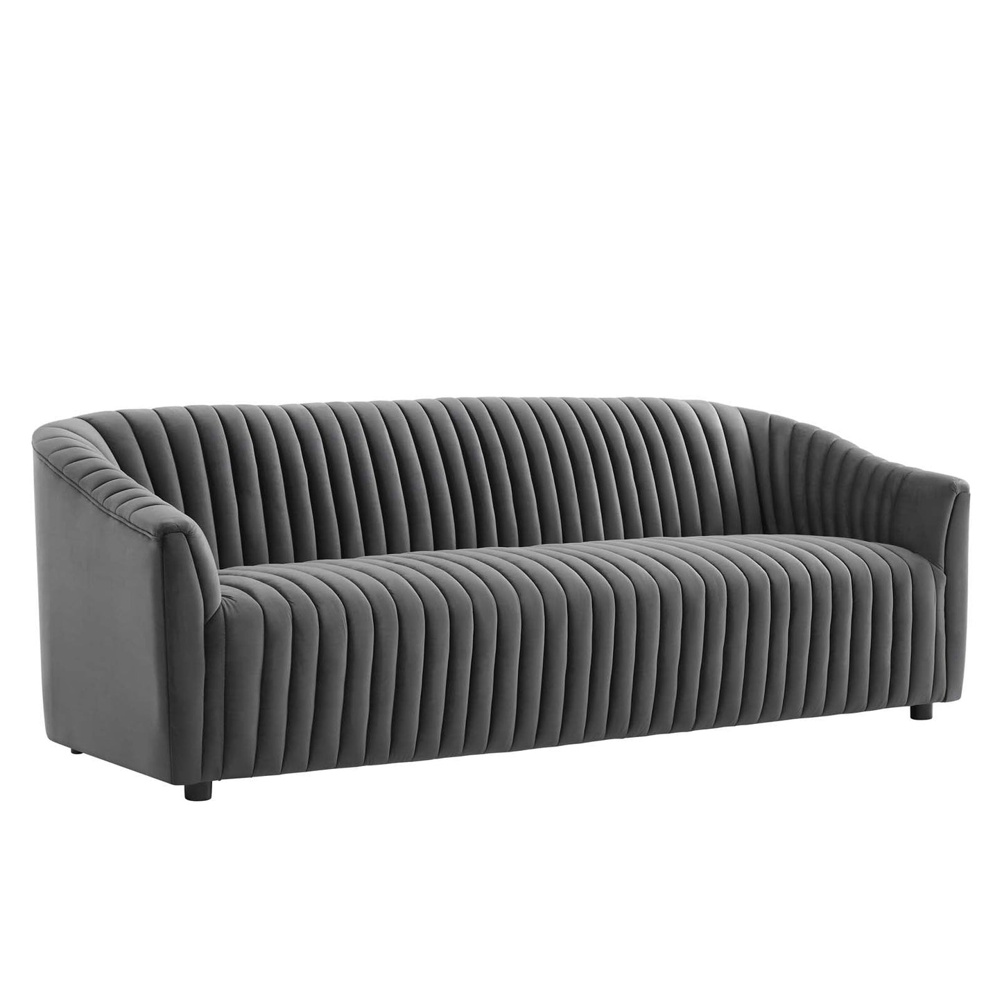 Announce Performance Velvet Channel Tufted Sofa Charcoal EEI-5053-CHA