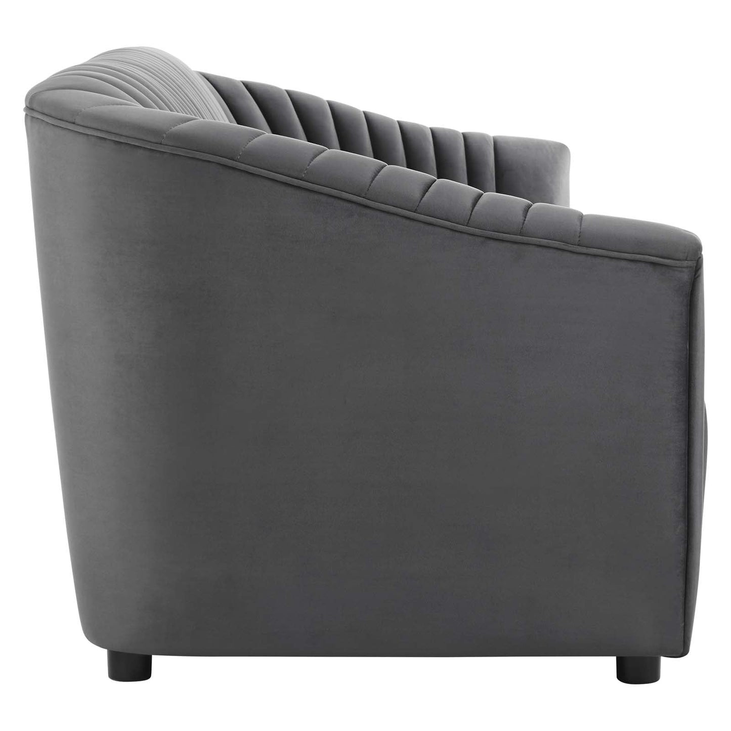 Announce Performance Velvet Channel Tufted Sofa Charcoal EEI-5053-CHA