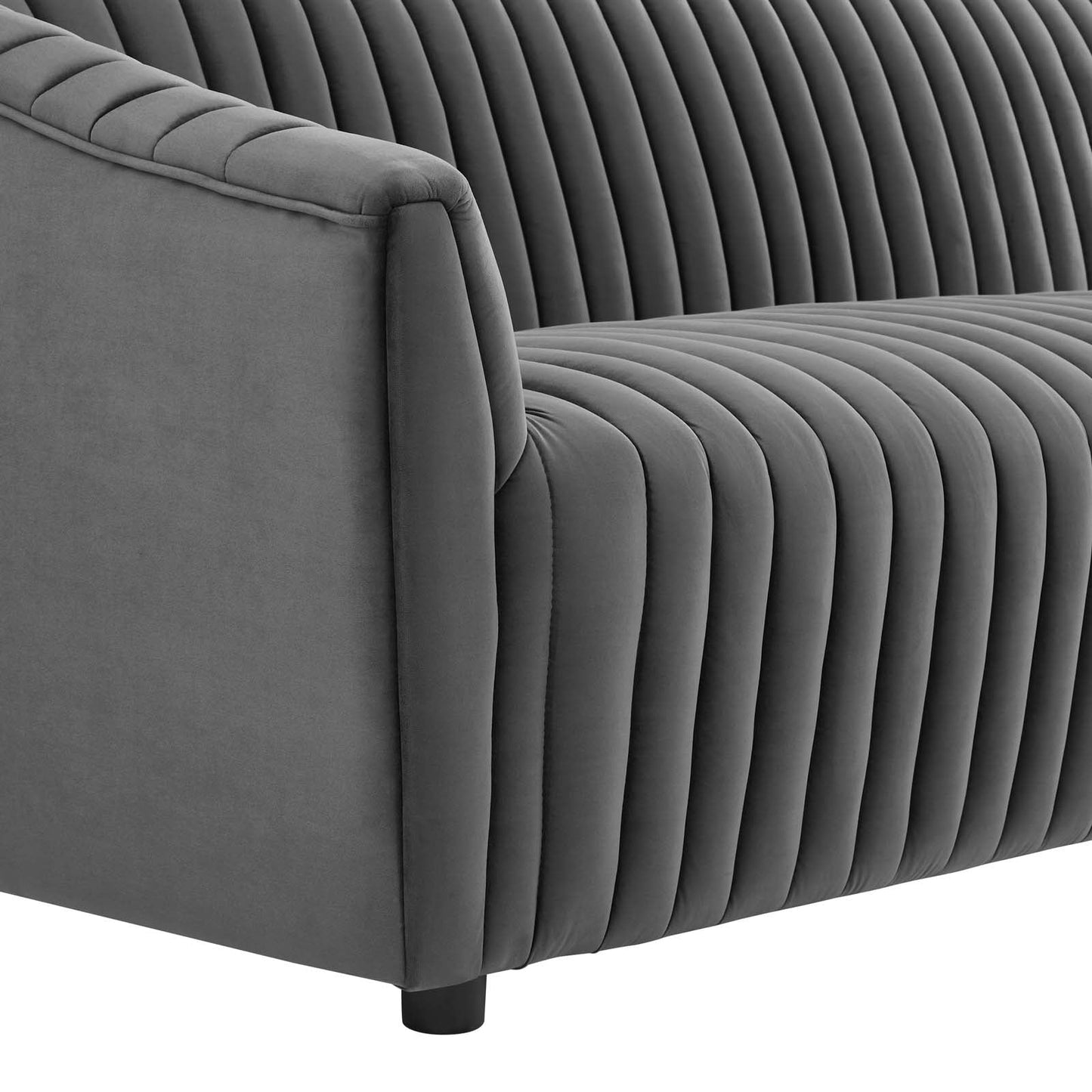 Announce Performance Velvet Channel Tufted Sofa Charcoal EEI-5053-CHA