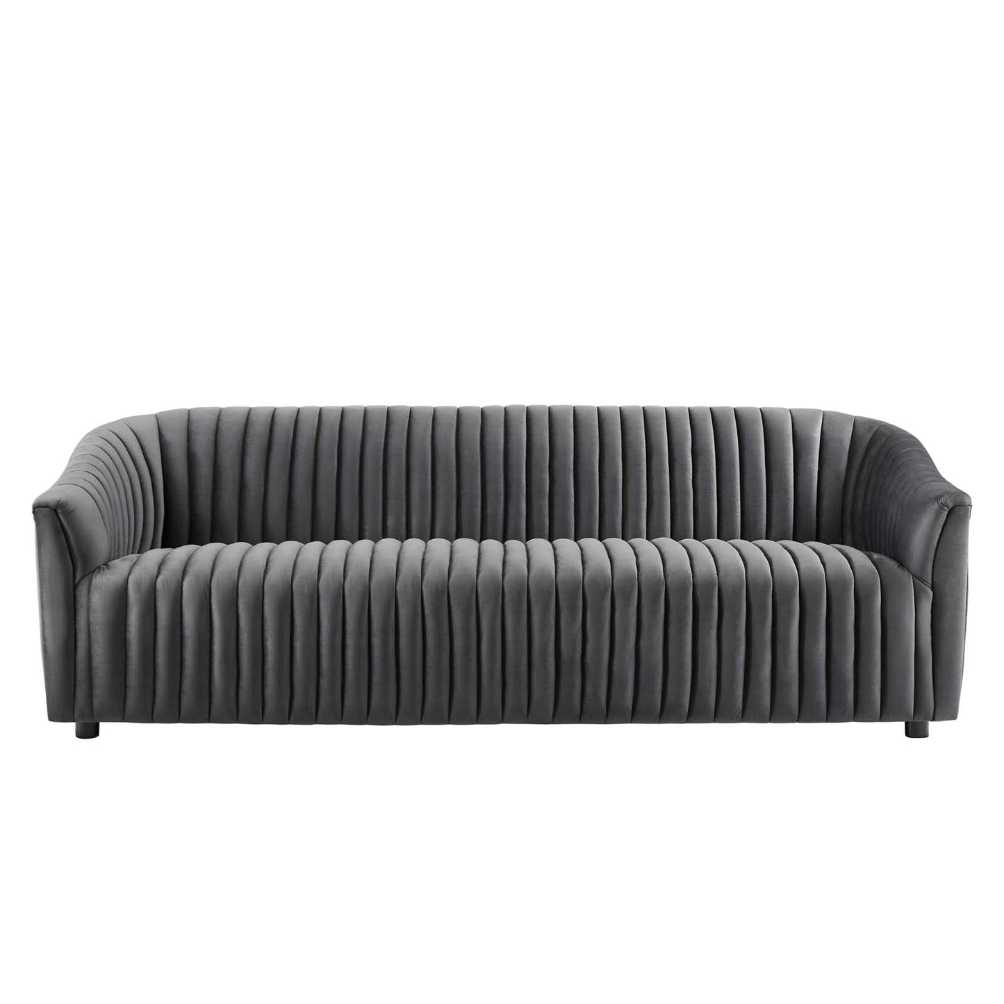 Announce Performance Velvet Channel Tufted Sofa Charcoal EEI-5053-CHA