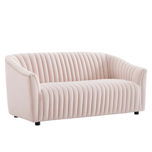 Announce Performance Velvet Channel Tufted Loveseat Pink EEI-5054-PNK