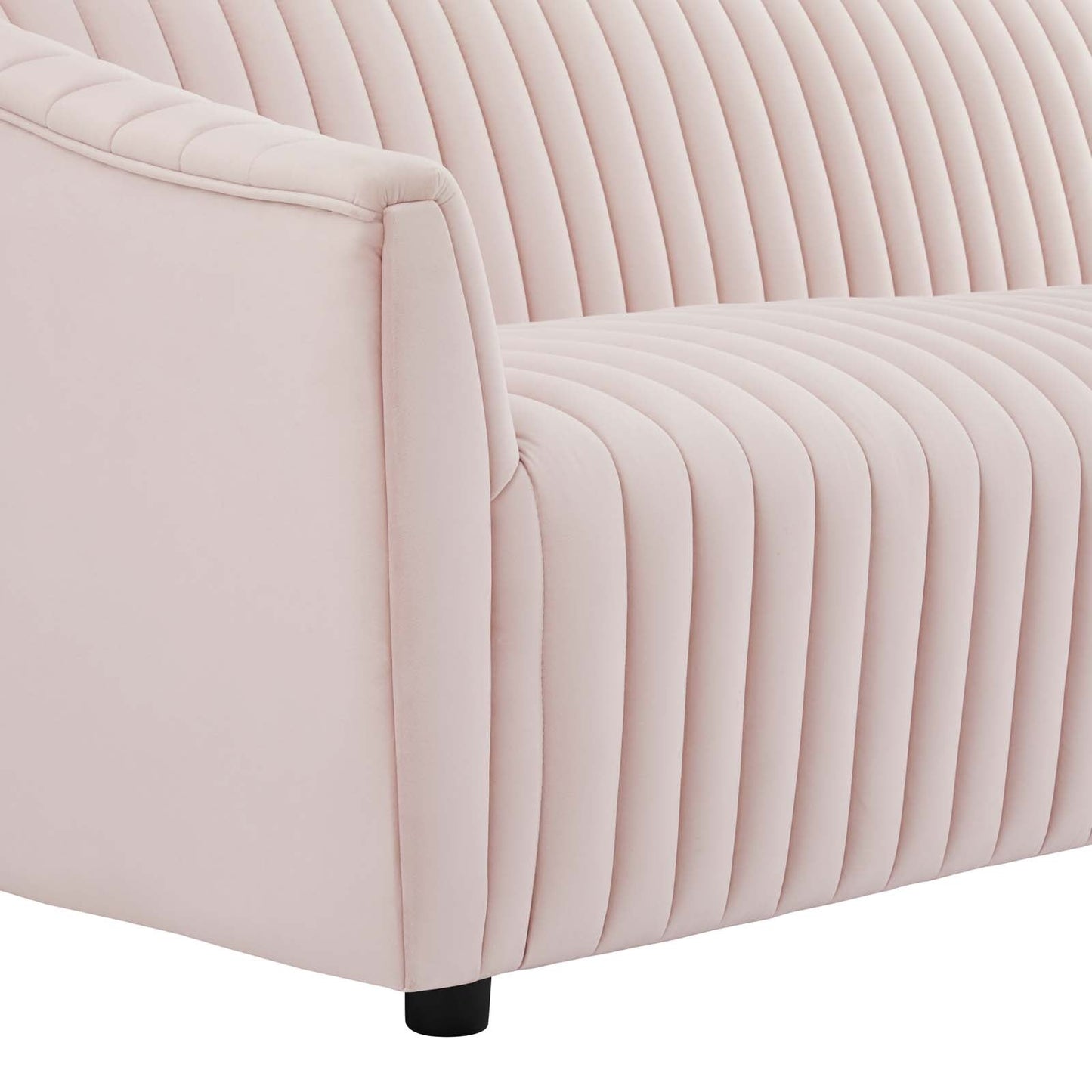 Announce Performance Velvet Channel Tufted Loveseat Pink EEI-5054-PNK