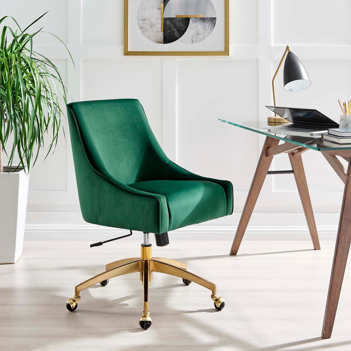 Discern Performance Velvet Office Chair Green EEI-5079-GRN