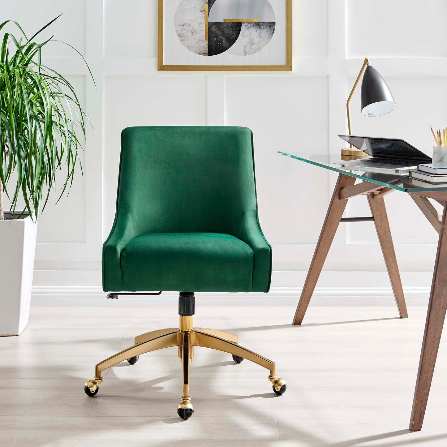 Discern Performance Velvet Office Chair Green EEI-5079-GRN