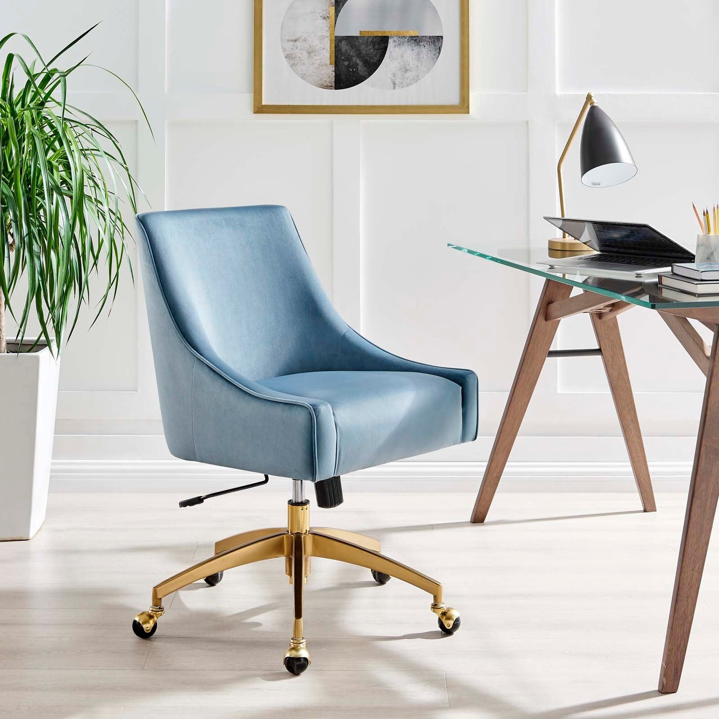 Discern Performance Velvet Office Chair Light Blue EEI-5079-LBU