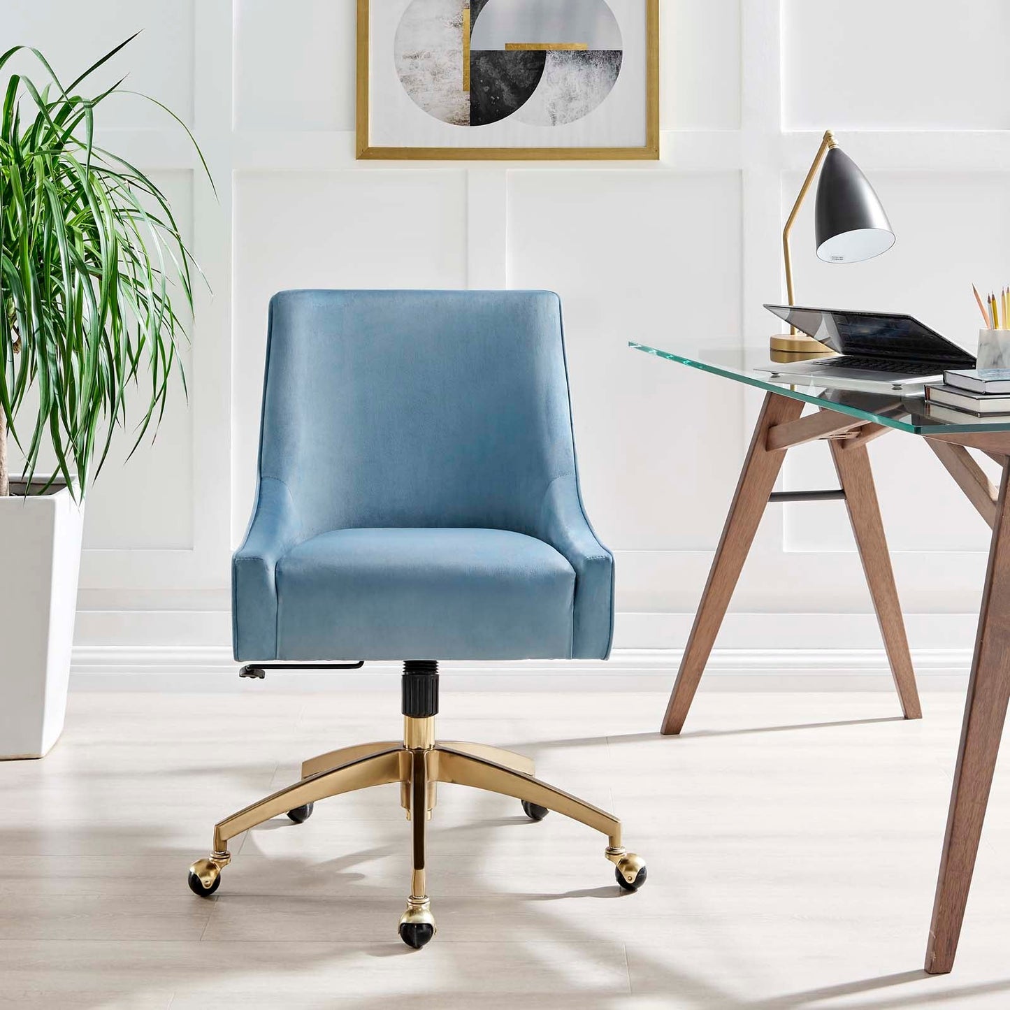 Discern Performance Velvet Office Chair Light Blue EEI-5079-LBU