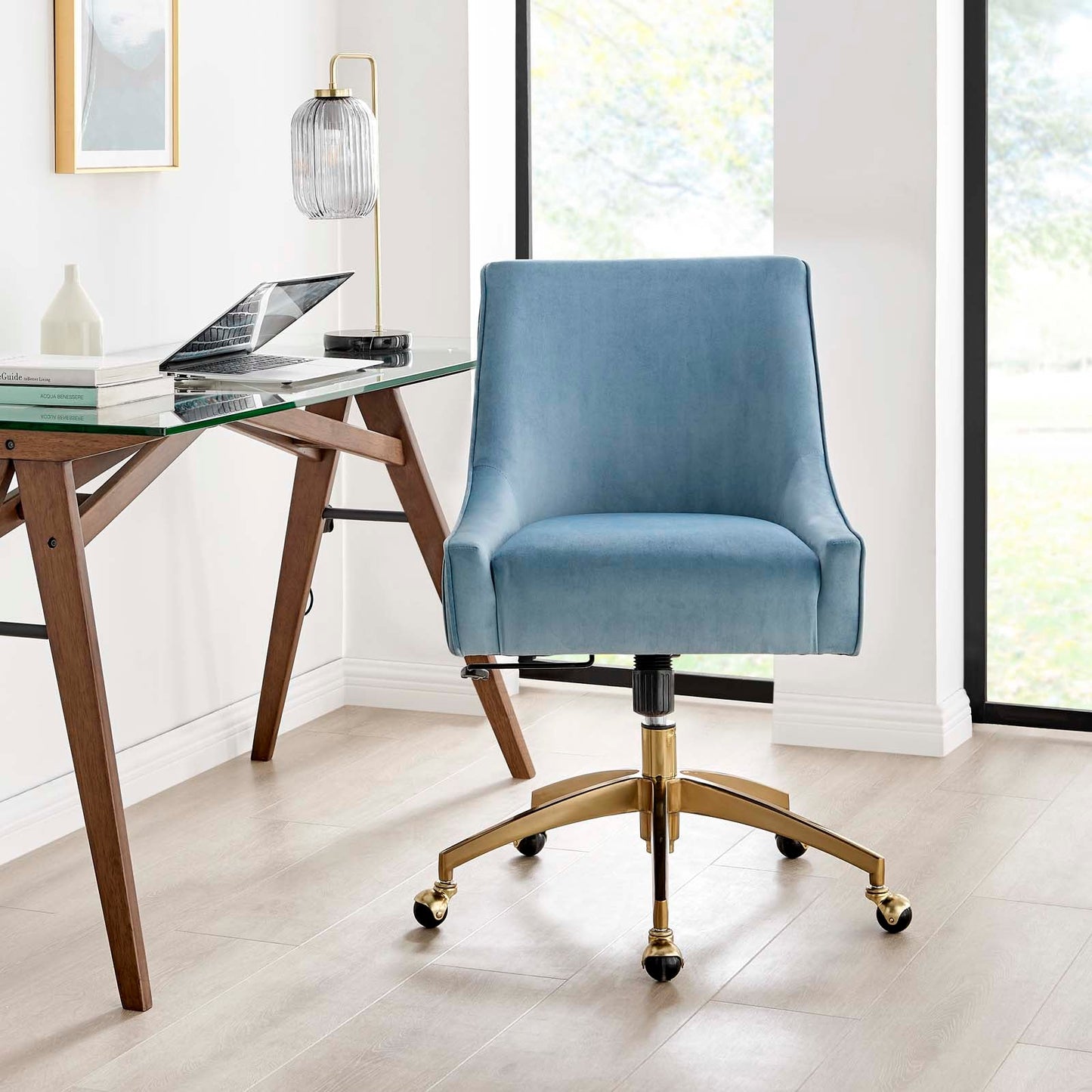 Discern Performance Velvet Office Chair Light Blue EEI-5080-LBU