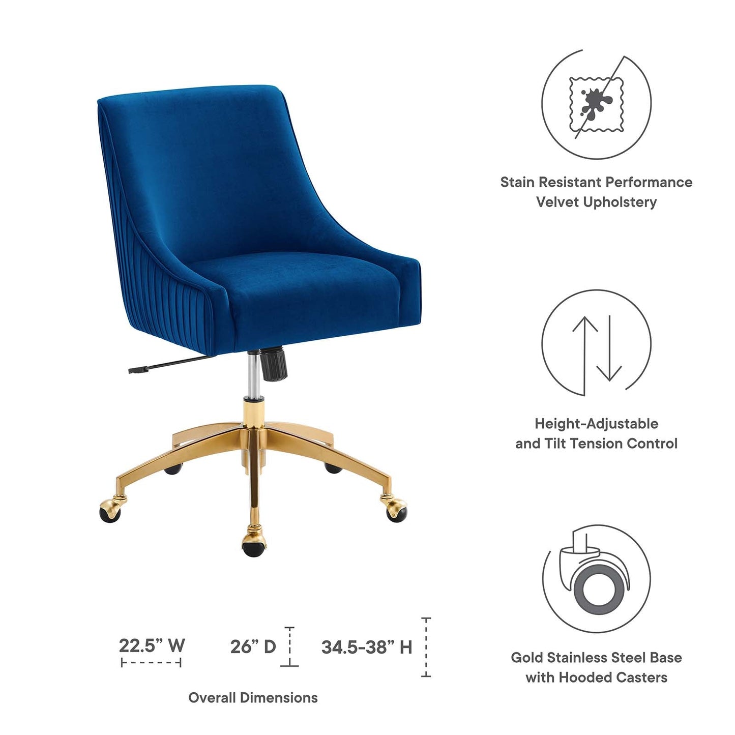 Discern Performance Velvet Office Chair Navy EEI-5080-NAV