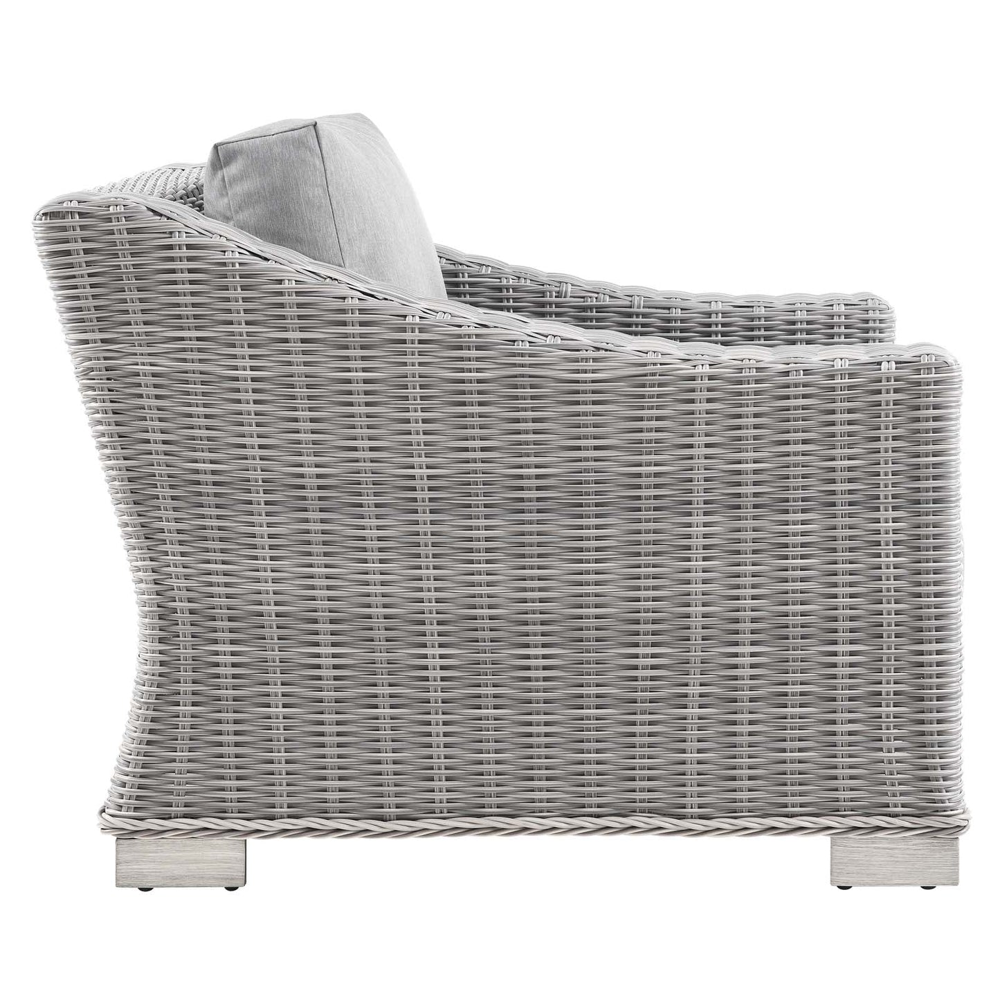 Conway Outdoor Patio Wicker Rattan 2-Piece Armchair and Ottoman Set Light Gray Gray EEI-5090-GRY