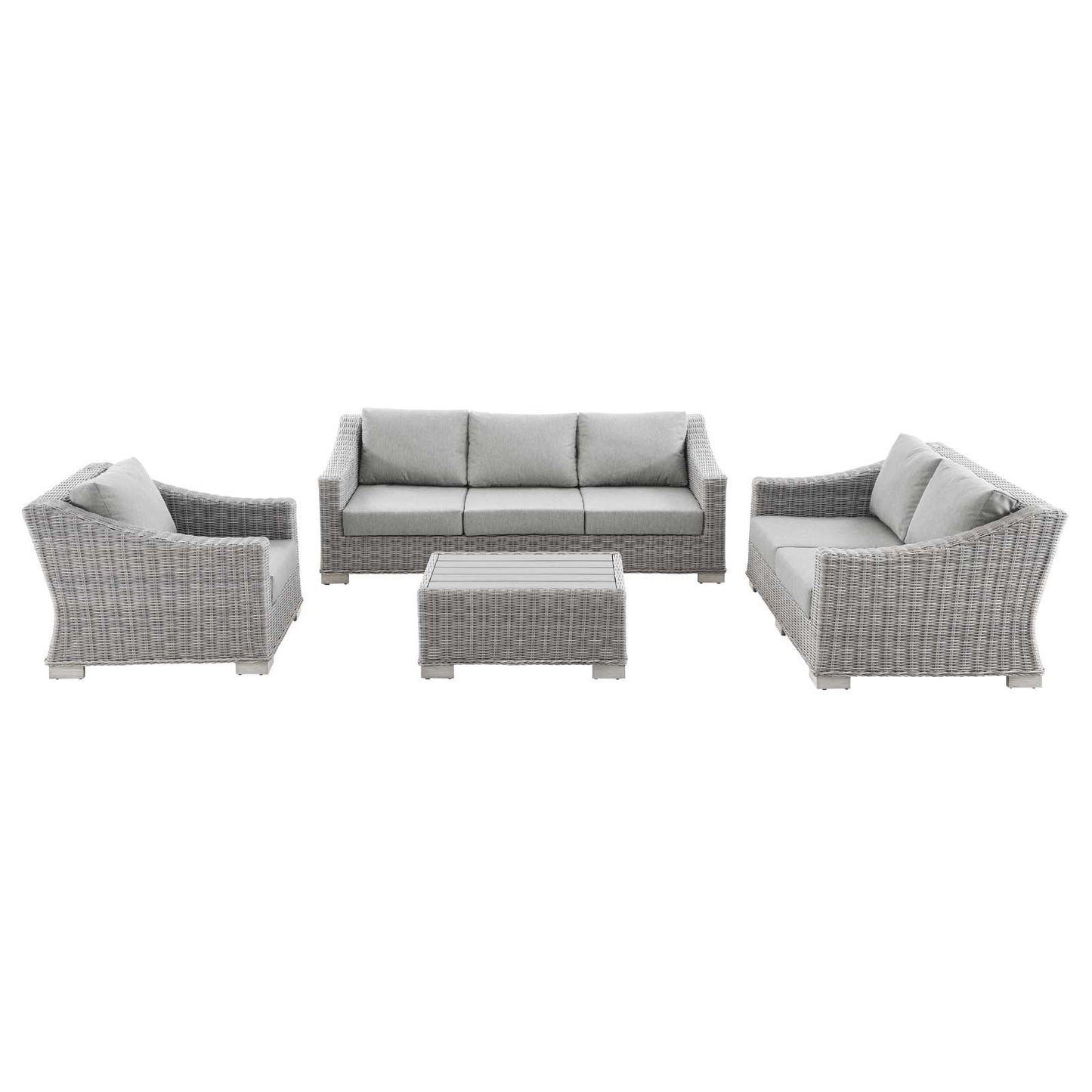 Conway 4-Piece Outdoor Patio Wicker Rattan Furniture Set Light Gray Gray EEI-5091-GRY